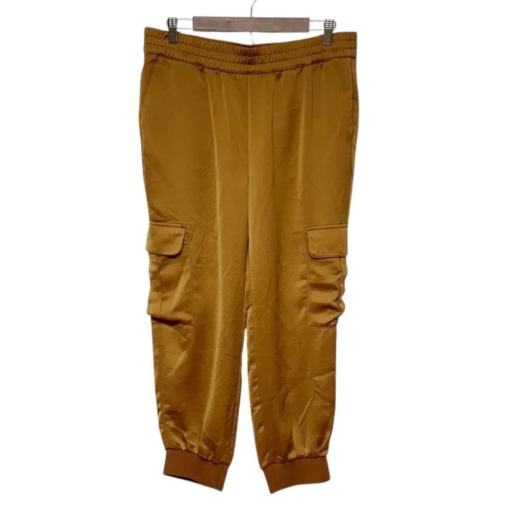 Banana Republic Orange/Brown Satin Cargo Joggers Size Large